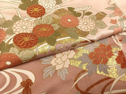 平和屋着物●訪問着 駒刺繍 花筏文 暈し染め 金彩 正絹 逸品 AABF6975ph