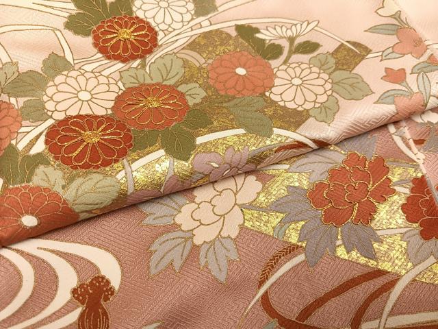 平和屋着物●訪問着 駒刺繍 花筏文 暈し染め 金彩 正絹 逸品 AABF6975ph