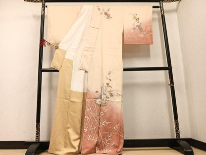 平和屋着物●訪問着 友禅 飾花文 暈し染め 金彩 正絹 逸品 未使用 AABF6980ph
