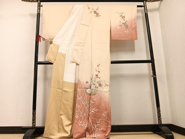平和屋着物●訪問着 友禅 飾花文 暈し染め 金彩 正絹 逸品 未使用 AABF6980ph