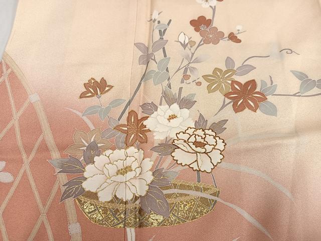 平和屋着物●訪問着 友禅 飾花文 暈し染め 金彩 正絹 逸品 未使用 AABF6980ph