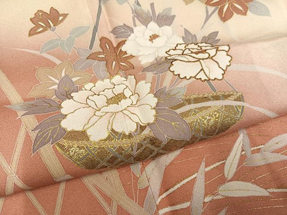 平和屋着物●訪問着 友禅 飾花文 暈し染め 金彩 正絹 逸品 未使用 AABF6980ph