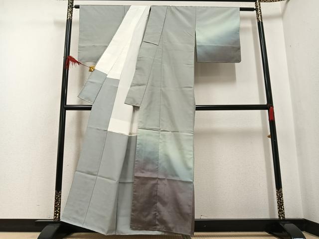 平和屋着物●本場大島紬 染大島 訪問着 霞文 暈し染め 正絹 逸品 未使用 AABF6983ph