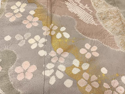 平和屋着物●訪問着 絞り 舞花文 金彩 正絹 逸品 AABF6984ph