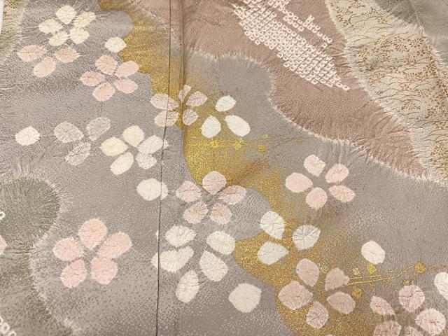 平和屋着物●訪問着 絞り 舞花文 金彩 正絹 逸品 AABF6984ph