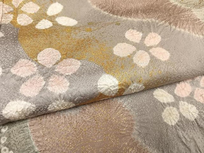 平和屋着物●訪問着 絞り 舞花文 金彩 正絹 逸品 AABF6984ph