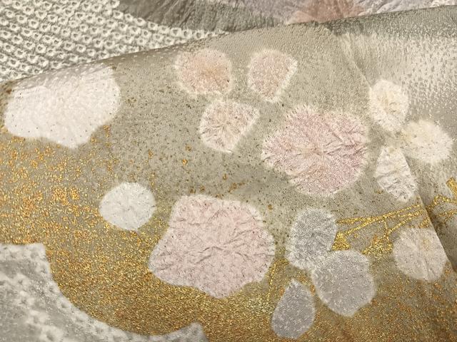 平和屋着物●訪問着 絞り 舞花文 金彩 正絹 逸品 AABF6984ph