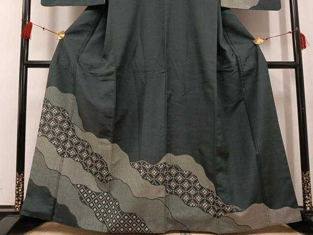 平和屋着物●訪問着 紬地 七宝文 正絹 逸品 AABF6986ph