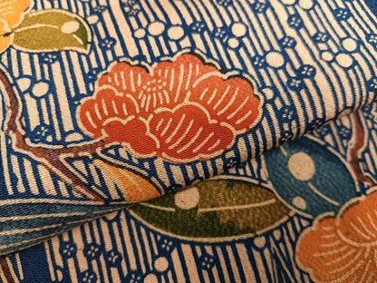 平和屋着物●上質な小紋 型染め 椿 鬼しぼ縮緬 正絹 逸品 AABF6987ph