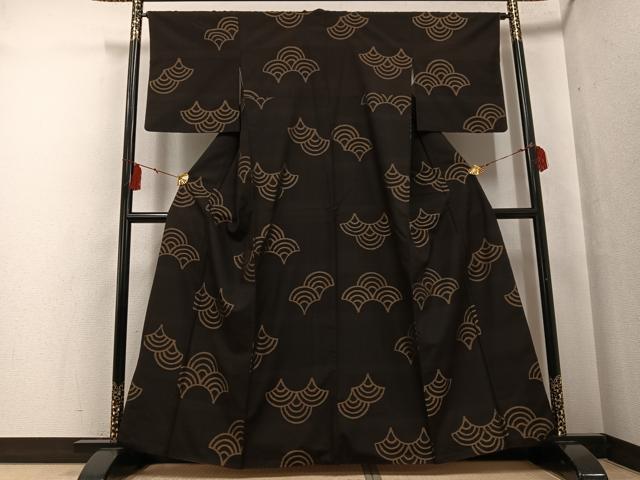 平和屋着物●本場大島紬 青海波 正絹 逸品 AABF6988ph