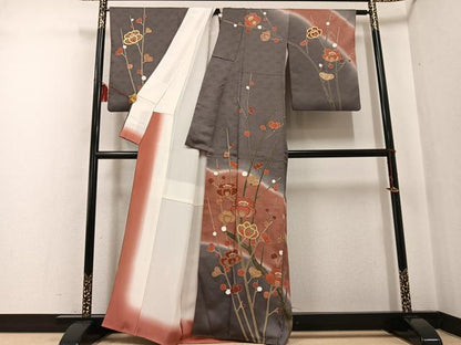 平和屋着物●訪問着 枝花文 暈し染め 金彩 正絹 逸品 AABF6990ph