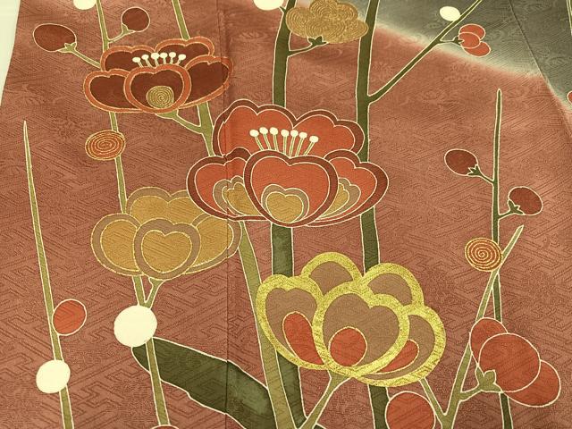 平和屋着物●訪問着 枝花文 暈し染め 金彩 正絹 逸品 AABF6990ph