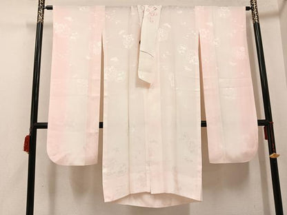 平和屋着物●振袖用長襦袢 無双仕立て 雪輪花地紋 暈し染め 半衿刺繍 広衿仕立て 正絹 逸品 AABF6992ph
