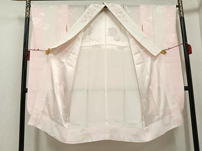 平和屋着物●振袖用長襦袢 無双仕立て 雪輪花地紋 暈し染め 半衿刺繍 広衿仕立て 正絹 逸品 AABF6992ph