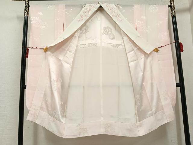 平和屋着物●振袖用長襦袢 無双仕立て 雪輪花地紋 暈し染め 半衿刺繍 広衿仕立て 正絹 逸品 AABF6992ph