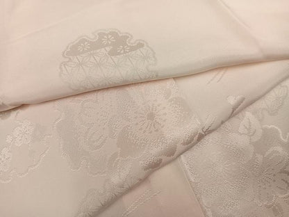 平和屋着物●振袖用長襦袢 無双仕立て 雪輪花地紋 暈し染め 半衿刺繍 広衿仕立て 正絹 逸品 AABF6992ph