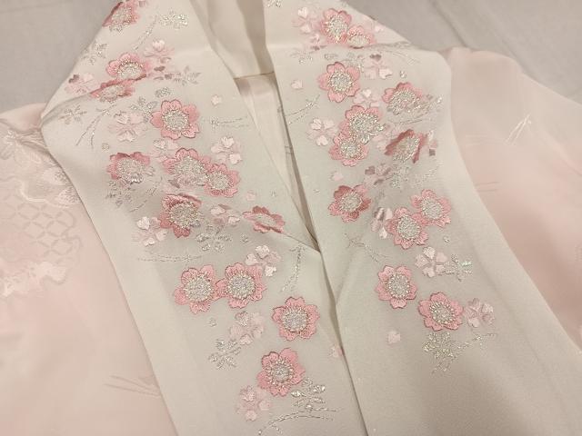 平和屋着物●振袖用長襦袢 無双仕立て 雪輪花地紋 暈し染め 半衿刺繍 広衿仕立て 正絹 逸品 AABF6992ph