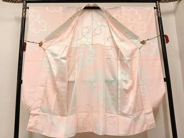 平和屋着物●振袖用長襦袢 無双仕立て 梅地紋 暈し染め 正絹 逸品 AABF6994ph