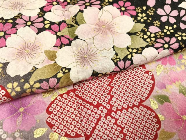 平和屋着物●豪華振袖 舞花文 黒地 金彩 銀通し地 正絹 逸品 AABF6995ph