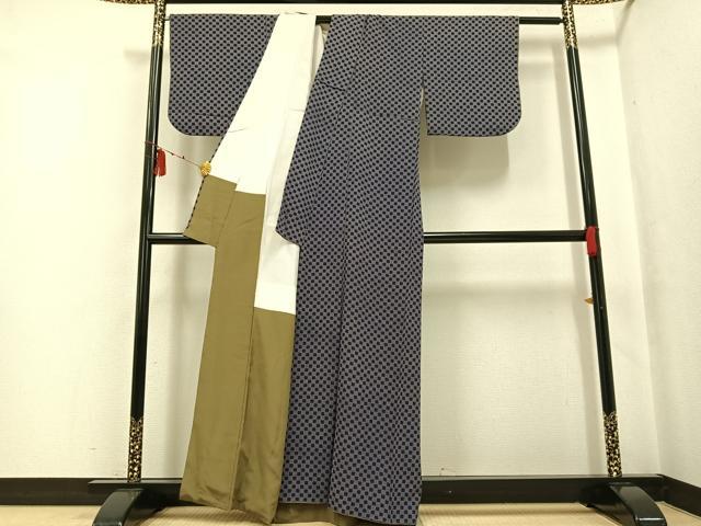 平和屋着物●上質な小紋 市松文 正絹 逸品 AABF6997ph