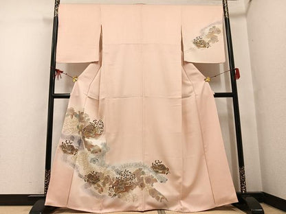 平和屋着物●訪問着 辻が花 中国三大刺繍 汕頭刺繍 スワトウ刺繍 花鳥冊子文 暈し染め 金銀彩 正絹 逸品 AABF6999ph