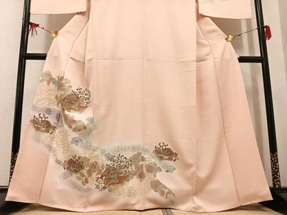 平和屋着物●訪問着 辻が花 中国三大刺繍 汕頭刺繍 スワトウ刺繍 花鳥冊子文 暈し染め 金銀彩 正絹 逸品 AABF6999ph