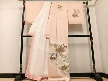 平和屋着物●訪問着 辻が花 中国三大刺繍 汕頭刺繍 スワトウ刺繍 花鳥冊子文 暈し染め 金銀彩 正絹 逸品 AABF6999ph