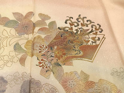 平和屋着物●訪問着 辻が花 中国三大刺繍 汕頭刺繍 スワトウ刺繍 花鳥冊子文 暈し染め 金銀彩 正絹 逸品 AABF6999ph