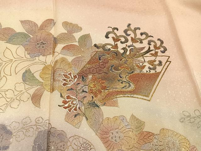 平和屋着物●訪問着 辻が花 中国三大刺繍 汕頭刺繍 スワトウ刺繍 花鳥冊子文 暈し染め 金銀彩 正絹 逸品 AABF6999ph