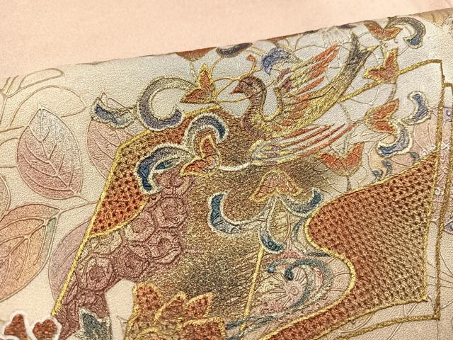 平和屋着物●訪問着 辻が花 中国三大刺繍 汕頭刺繍 スワトウ刺繍 花鳥冊子文 暈し染め 金銀彩 正絹 逸品 AABF6999ph