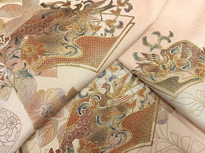 平和屋着物●訪問着 辻が花 中国三大刺繍 汕頭刺繍 スワトウ刺繍 花鳥冊子文 暈し染め 金銀彩 正絹 逸品 AABF6999ph