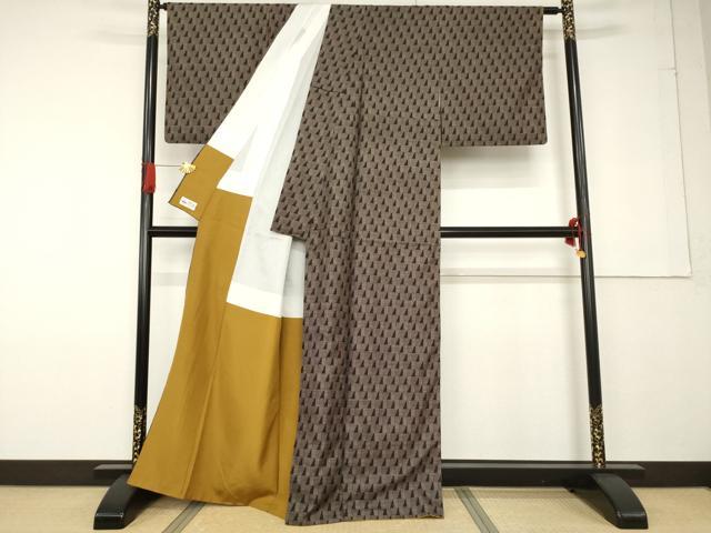 平和屋着物●本場大島紬 純泥染 手織り カタス7マルキ 鱗文様 石原正宏作 やまと誂製 証紙付き 正絹 逸品 AABF7001ck