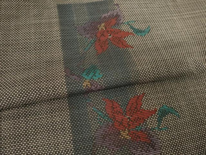 平和屋着物●本場大島紬 カタス7マルキ 短冊花文 正絹 逸品 AABF7002ck