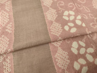 平和屋着物●上質な紬 絞り 花唐草間道 正絹 逸品 AABF7004ck