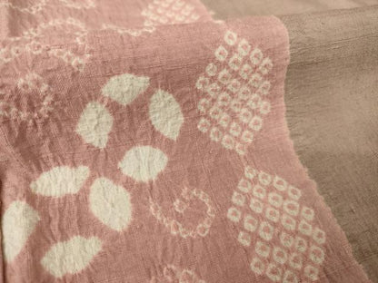 平和屋着物●上質な紬 絞り 花唐草間道 正絹 逸品 AABF7004ck