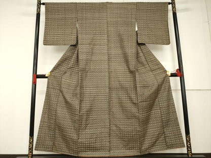平和屋着物●本場大島紬 格子 正絹 逸品 AABF7007ck