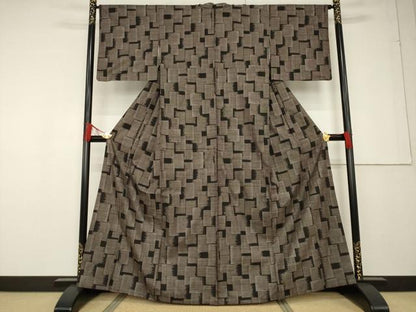 平和屋着物●本場大島紬 一元7マルキ 色紙重ね文 正絹 逸品 AABF7008ck