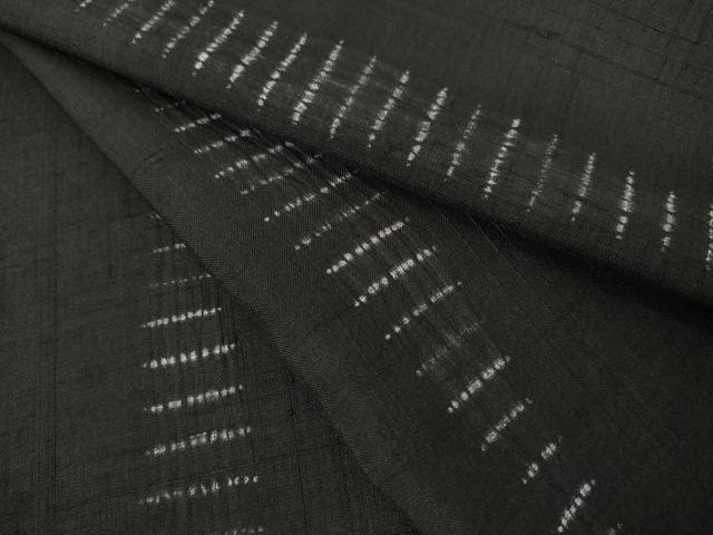 平和屋着物●上質な紬 絞り 立涌文 黒地 正絹 逸品 AABF7009ck