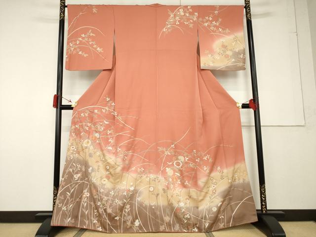 平和屋着物●訪問着 駒刺繍 草花文 暈し染め 金彩 正絹 逸品 AABF7010ck
