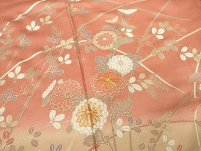平和屋着物●訪問着 駒刺繍 草花文 暈し染め 金彩 正絹 逸品 AABF7010ck