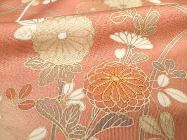平和屋着物●訪問着 駒刺繍 草花文 暈し染め 金彩 正絹 逸品 AABF7010ck