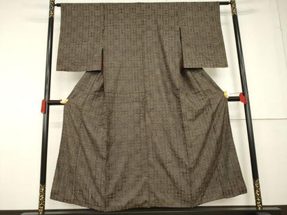 平和屋着物●本場大島紬 アンティーク大島 市松文 正絹 逸品 AABF7011ck