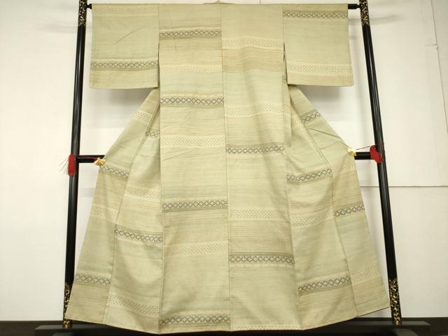 平和屋着物●上質な紬 横段文 正絹 逸品 AABF7012ck