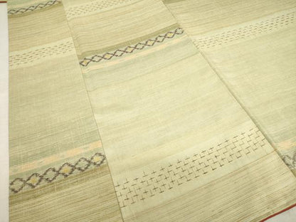 平和屋着物●上質な紬 横段文 正絹 逸品 AABF7012ck