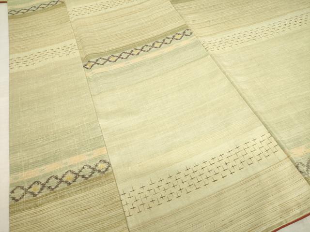 平和屋着物●上質な紬 横段文 正絹 逸品 AABF7012ck