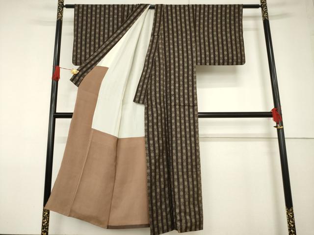 平和屋着物●本場大島紬 一元絣 縞 正絹 逸品 AABF7014ck