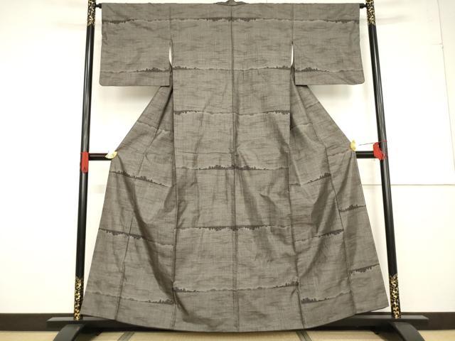 平和屋着物●本場大島紬 カタス9マルキ 横段風景文 正絹 逸品 AABF7017ck
