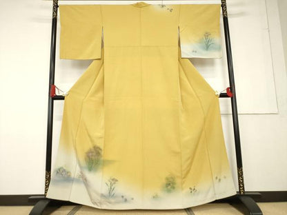 平和屋着物●訪問着 手描き 花菖蒲 暈し染め 正絹 逸品 AABF7018ck