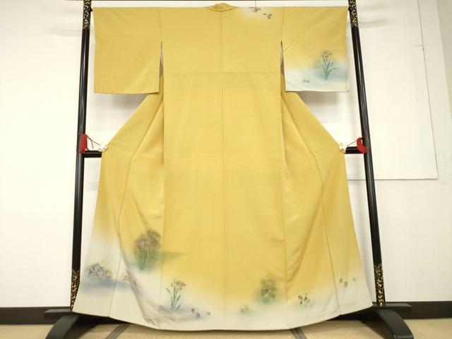 平和屋着物●訪問着 手描き 花菖蒲 暈し染め 正絹 逸品 AABF7018ck
