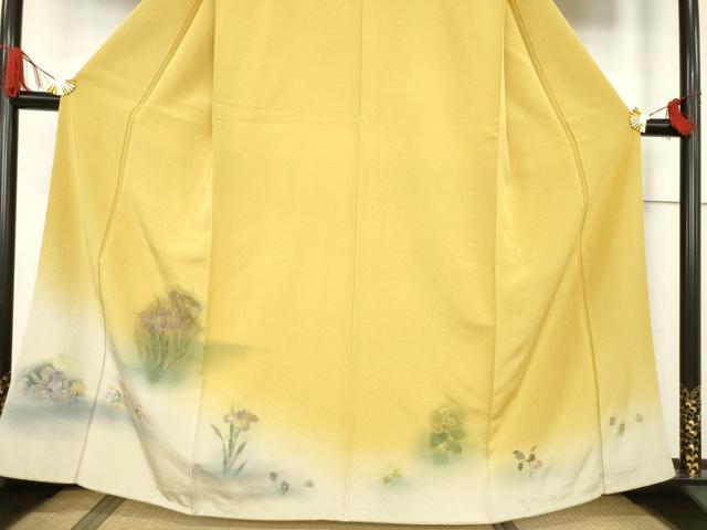 平和屋着物●訪問着 手描き 花菖蒲 暈し染め 正絹 逸品 AABF7018ck